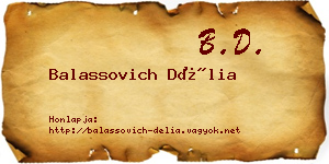 Balassovich Délia névjegykártya